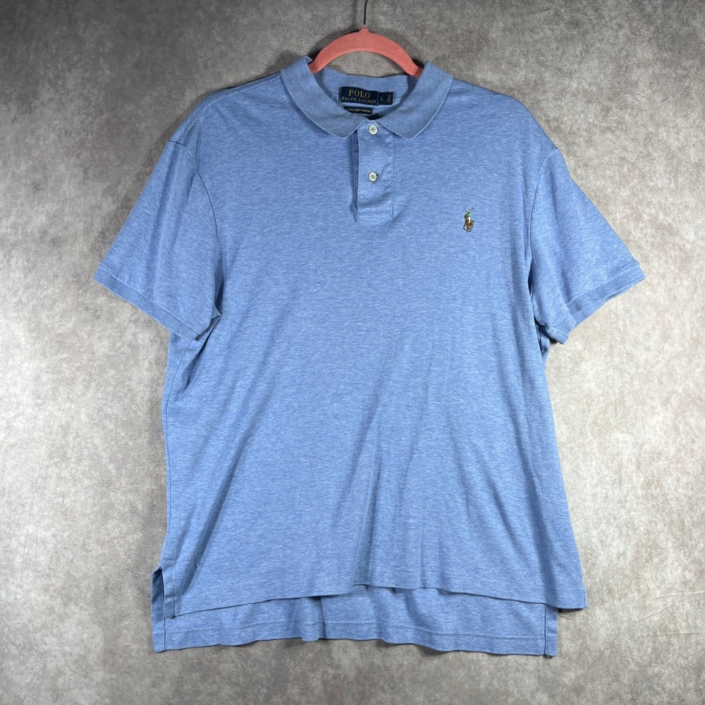 Polo Ralph Lauren Pima Soft Touch Polo Shirt Mens Large Blue Flesh Pony Preppy